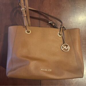 Michael Kors Tan Saffiano Leather Tote with Gold Hardware